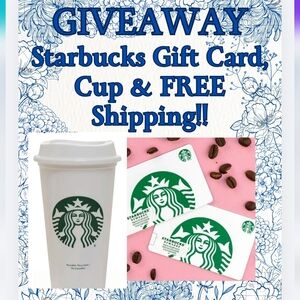 GIVEAWAY! Starbucks Gift Cards & Cups + FREE SHIPPING!!